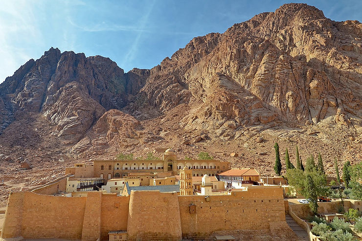 St. Catherine's Monastery at the foot of Mt. Sinai, where it's believed by the Abrahamic religions that Moses found the Burning Bush and received the 10 Commandments. Mount Sinai, in the Sinai peninsula in Egypt. Egypt is the best travel destination of 2019