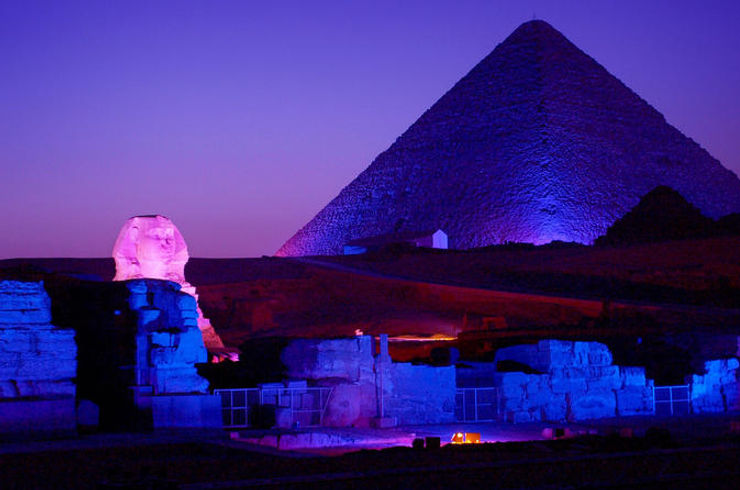 Sound and Light Show at the Pyramids of Giza and the Sphinx in Cairo, Egypt. Best sightseeing and things to do and see in Cairo Egypt