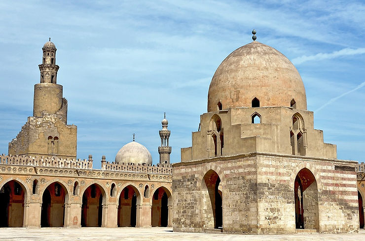 Ibn Tulun mosque in Islamic Cairo, Old Cairo, Egypt. One of the best sights along with Al Rifai mosque and Sultan Hassan Mosque. Best sightseeing in Cairo, Egypt