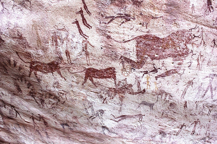Cave of the Beasts in Gilf Kebir, Egypt. Nearby is Cave of the Swimmers. This cave rock art is Neolithic and have both petroglyphs and pictographs. Egypt is the top travel destination of 2019